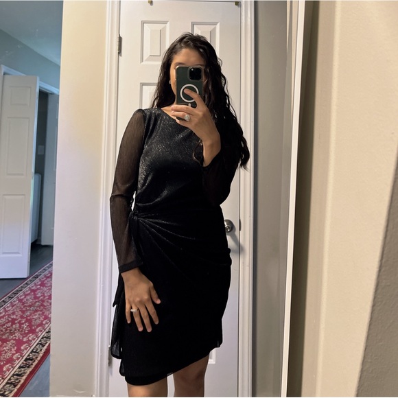 TOMMY HILFIGER Womens Black Belted Heather, The Knee Cocktail Sheath Dress 8 - Picture 6 of 7